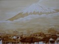 コーヒー画　師走の富士